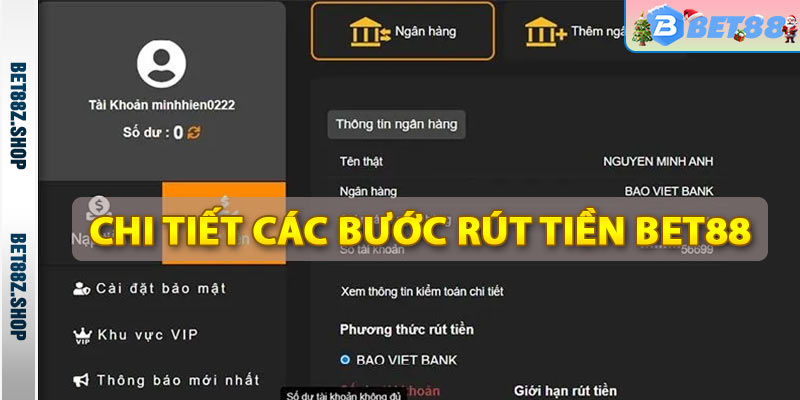 Chi tiết các bước rút tiền bet88